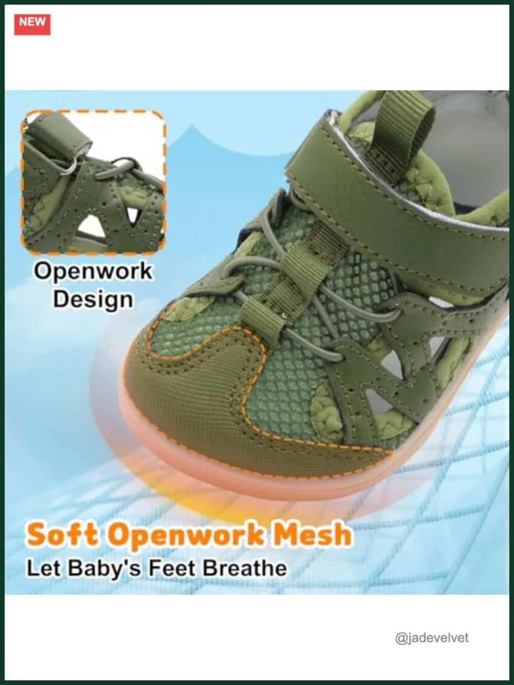 Kids Barefoot Sandals Water Shoes Quick-Dry Non-Slip Adjustable Hook & Loop